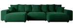 WOHNLANDSCHAFT mit Schlaffunktion ESKAR-U -364x176x72cm Gr&uuml;n Velours
