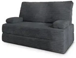 BETTSOFA LADIA aus Schaumstoff Kordstoff Grau Schlaffunktion