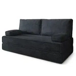 BETTSOFA SILAR aus Schaumstoff Kordstoff Schwarz Schlaffunktion