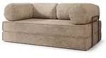 BETTSOFA ALVIO aus Schaumstoff Kordstoff Beige Schlaffunktion