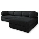 ECKSOFA KELI modulares Boneless Sofa mit Schlaffunktion Schwarz Boucle-Stoff
