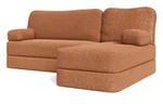 ECKSOFA SABI modulares Boneless Sofa mit Schlaffunktion Orange Boucle-Stoff