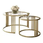 COUCHTISCH 2in1 LORI GLASS geb&uuml;rstetes Gold, geb&uuml;rstetes Gold / transparentes Glas