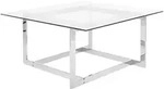 COUCHTISCH Glas silber quadratisch 80/80 cm Crystal