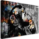 LEINWANDBILD Street Art Banksy Monkey Abstrakt 120x80cm