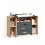 WICKELKOMMODE Torino Anthrazit/Sonoma XL mit Schubladen