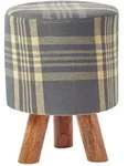 SITZHOCKER grau kariert, Dreibein 32/32/42 cm