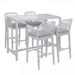 SET BARTISCH + BARHOCKER eckig Grau 5er-Set