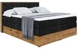 BOXSPRINGBETT mit Matratze H3|H4 und Lattenrost - LOLLI6 KING-180x200 - Schwarz