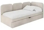 EINZELLBETT Jugendbett mit Bettkasten, Links - ALVY 100x200 Beige