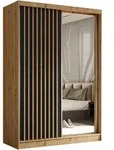 SCHWEBET&Uuml;RENSCHRANK LAMELLO 150/216/61 cm 2-t&uuml;rig mit Spiegel Eiche Artisan