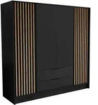 DREHT&Uuml;RENSCHRANK PELOR 200/200/51 cm Modern Kleiderschrank 4-t&uuml;rig Schwarz