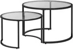 COUCHTISCH 2er-Set, Beistelltisch mit Stahlgestell, Kaffeetisch, Schwarz
