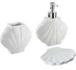 BADEZIMMER Set 3-teilig Keramik wei&szlig; Muschelform Shell