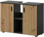 WASCHBECKENUNTERSCHRANK Eiche Artisan, grau 80 cm, Bad Unterschrank mit 6 F&auml;chern,