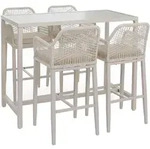 SET BARTISCH + BARHOCKER eckig Beige 5er-Set