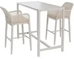 SET BARTISCH + BARHOCKER eckig Beige 3er Set-Set