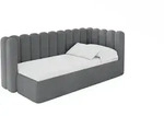 EINZELLBETT Jugendbett mit Bettkasten, Links - HUGY 100x200 Dunkelgrau