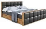 BOXBETT mit Matratze H4 und Lattenrost - LOLLI7-Z - 200x200 - Schwarz Kunstleder