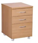 ROLLCONTAINER &ndash; Buche, 40x60x45 cm, 3 Schubladen, Rollen, Modell OTTAWA