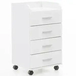 ROLLCONTAINER 4 Schubladen Ablage Melaminbeschichtet ISONZO, Wei&szlig; 40x33x71 cm