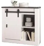 AKTENSCHRANK wei&szlig; Pinie, anthrazit Landhaus, B&uuml;ro Kommode 93 x 91 cm