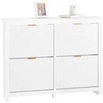 SCHUHSCHRANK Wei&szlig;, Schuhkipper mit 4 Klappen, 104x82x23cm