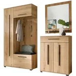 GARDEROBEN-SET Evoke Eiche 4-teilig 200 cm, Flurgarderobe mit viel Stauraum
