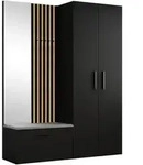 GARDEROBENSCHRANK MODULO 160,6/204/40 cm Modern Garderobe-Set Schwarz
