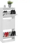 SCHUHSCHRANK &ndash; Wei&szlig;, 3 F&auml;cher, f&uuml;r ca. 18 Paar Schuhe, 50x125x24 cm
