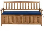 GARTENBANK mit Auflage 160 cm mit Stauraum Akazienholz Blau Sovana