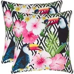 OUTDOOR-KISSEN 2er-Set 45/45 cm &ndash; Tukan & Blumen