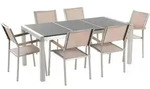 GARTENM&Ouml;BEL SET 6-Sitzer Naturstein schwarz geflammt beige Grosseto