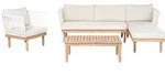 LOUNGE-SET mit Tisch 4-Sitzer Akazienholz linksseitig Wei&szlig; Cremona