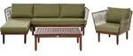 LOUNGE-SET mit Tisch 4-Sitzer Akazienholz rechtsseitig Dunkelbraun/Gr&uuml;n Cremona