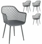 GARTENST&Uuml;HLE 4er Set Metall Kunststoff Dunkelgrau