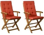 GARTENSTUHL 2er-Set und Sitzkissen Akazienholz Rot Maui Premium