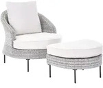 GARTENSESSEL mit Ottomane Polyrattan Grau Arcille