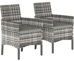 RATTANST&Uuml;HLE 2er Set PE-Rattan Stahl Grau