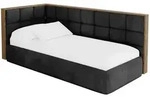 EINZELLBETT Jugendbett mit Bettkasten, Rechts - SOVY 80x200 Schwarz