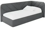 EINZELLBETT Jugendbett mit Bettkasten, Links - FIKY 80x200 Dunkelgrau