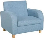KINDERSOFA Kindersessel mit dickem Schaumstoff Sitzkissen Leinen Blau