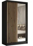 SCHWEBET&Uuml;RENSCHRANK LAMELLO 120/216/61 cm 2-t&uuml;rig mit Spiegel Schwarz