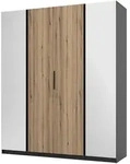 DREHT&Uuml;RENSCHRANK CAGLIARI 200/239/61,9cm 4-t&uuml;rig mit Spiegel Schwarz