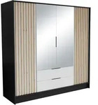 DREHT&Uuml;RENSCHRANK PELOR 200/200/51 cm Modern Kleiderschrank 4-t&uuml;rig mit Spiegel