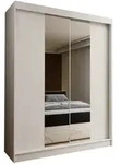 SCHWEBET&Uuml;RENSCHRANK LUCENZA 160/216/61 cm 2-t&uuml;rig mit Spiegel Wei&szlig;