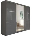 SCHWEBET&Uuml;RENSCHRANK Viva 240/216/61 graphit mit Spiegel und Schubladeneins&auml;tze
