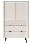 HIGHBOARD mit Schubladen AUTUMN 2D3S mit geriffelter Front, Kaschmir / Grauer...