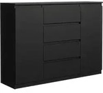 KOMMODE NUDO 138,5/101,5/39cm mit 4 Schubladen 2 T&uuml;ren Schwarz