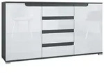 SIDEBOARD Sylt Wei&szlig; Hochglanz / Anthrazit matt